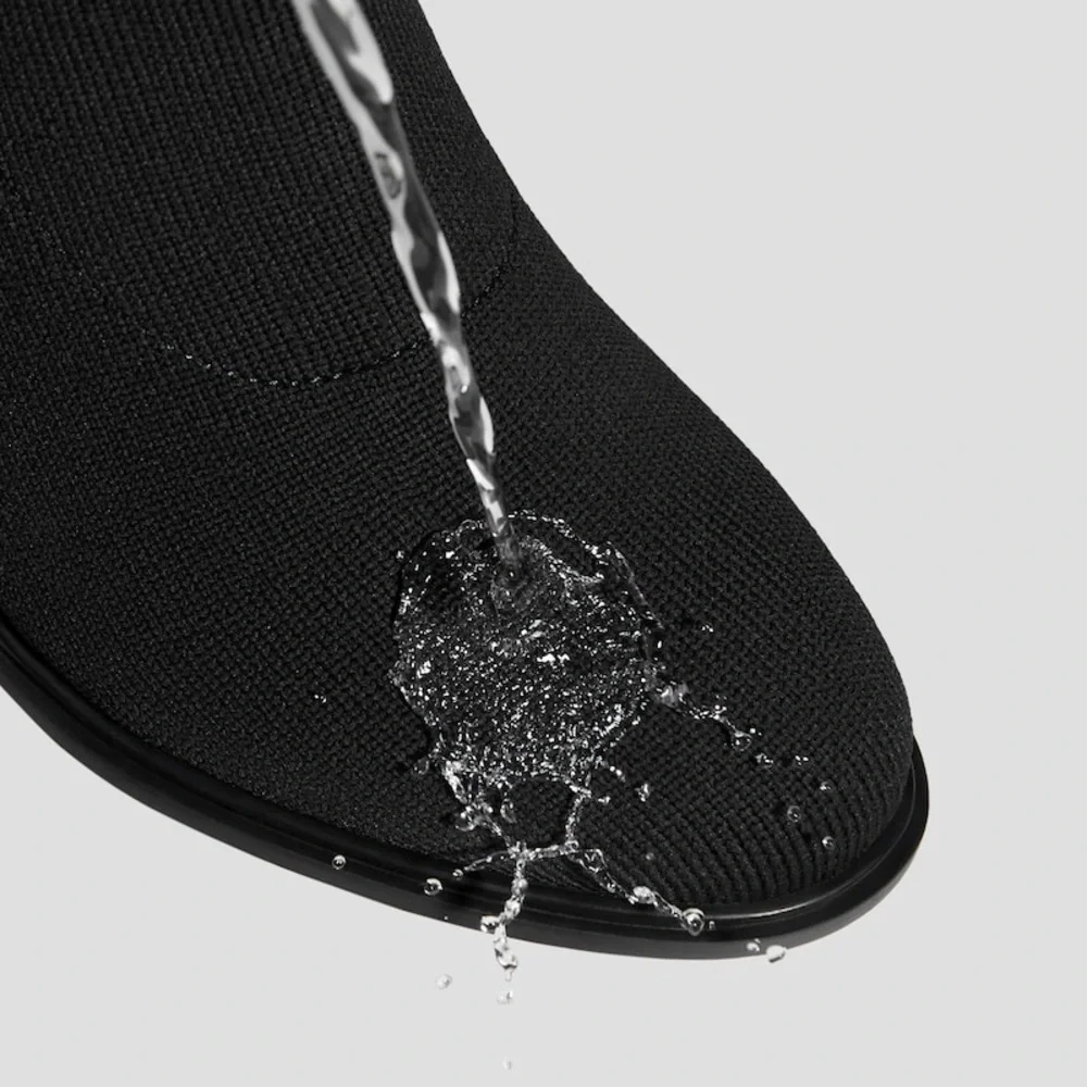 Vivaia Thalita Round-Toe Water-Repellent Heeled Boots in Black Jacquard Size 9 - Picture 7 of 16